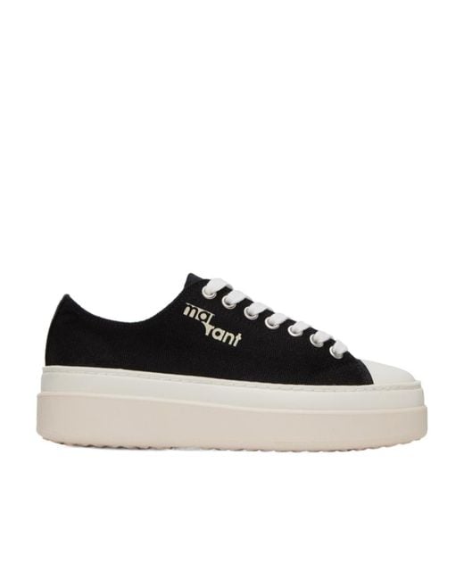 Isabel Marant Black Logo-Print Flatform Sneakers