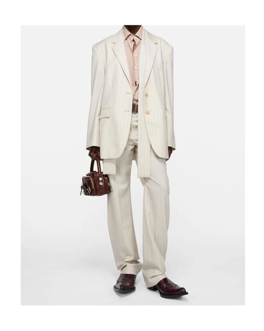 Acne Natural Pinstriped Tailored Blazer