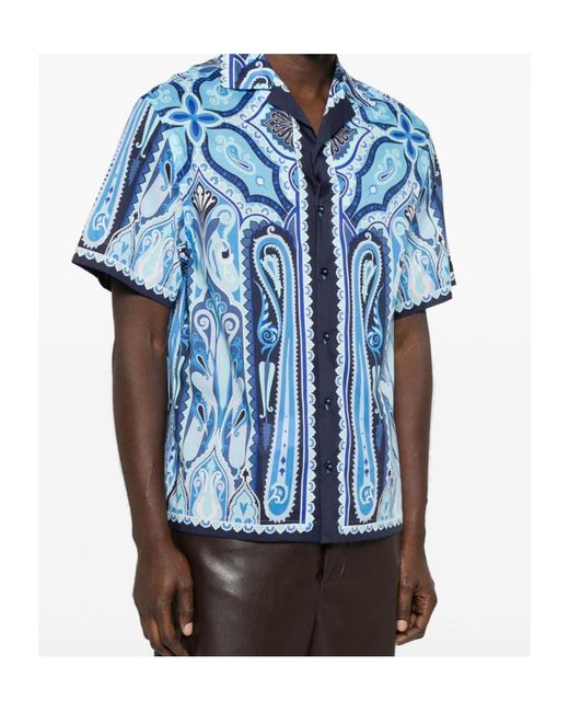 Etro Blue Shirt With Paisley Print for men