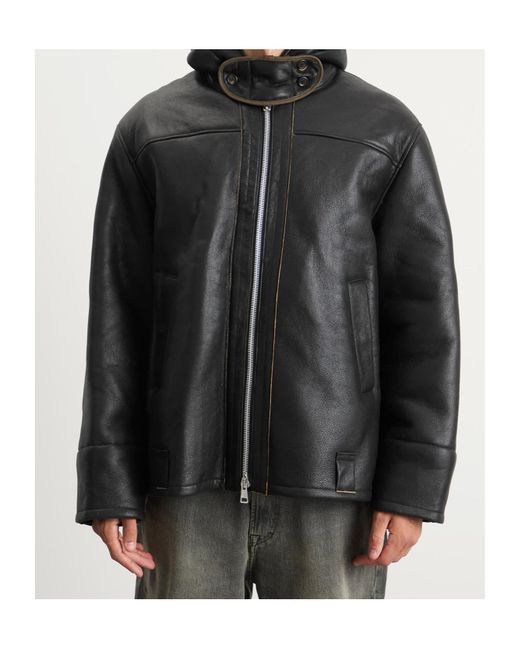 Our Legacy Black Blizzard Hooded Leather Jacket for men