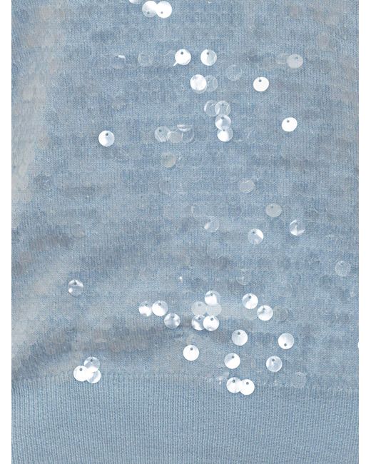 Semicouture Blue Renata Sequin-Embellished Sweater
