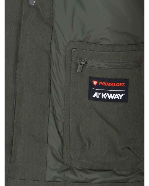 K-Way Green Pocket Detailed Hooded Jacket for men