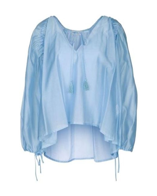 ERMANNO FIRENZE Blue Layered Peasant Top
