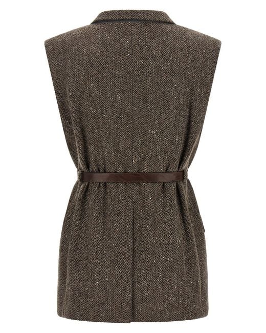 Brunello Cucinelli Multicolor Collarless Sleeveless Vest