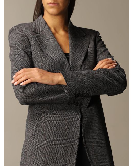Max Mara Black Sfinge Checked Detail Blazer
