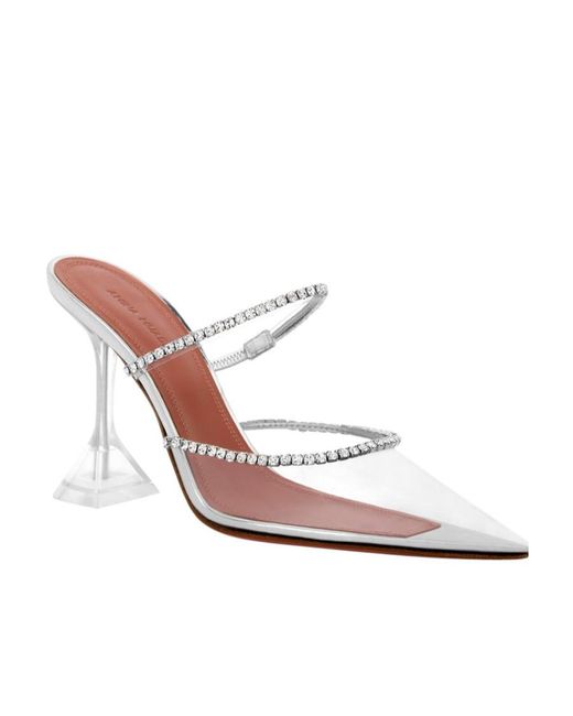 AMINA MUADDI White Logo High-Heeled Sandals