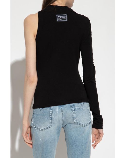 Versace Jeans Black One-Sleeve Cut-Out Detailing Top