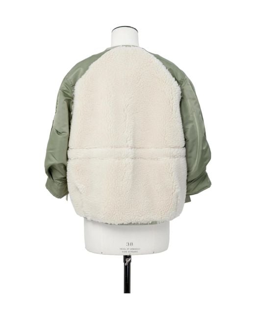 Sacai White Faux Shearling X Nylon Twill Blouson