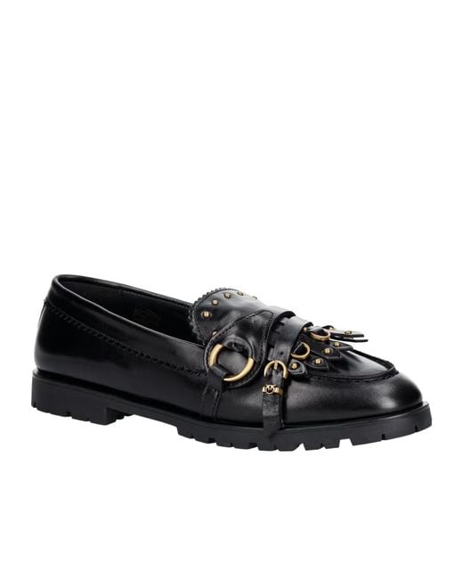 Pinko Black Round-Toe Loafers