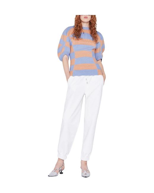 Stella McCartney Blue Striped Puff-Sleeve Jumper