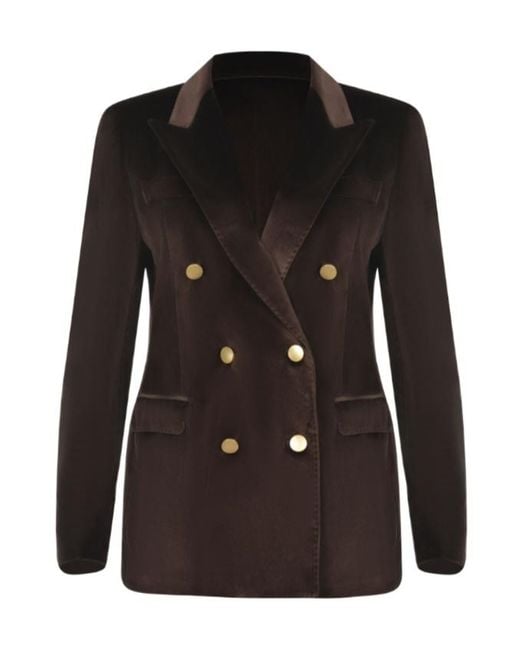Tagliatore Black Double-Breasted Velvet Effect Blazer
