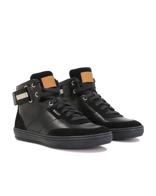 Bally Black Logo High-Top Casual Sneakers for men
