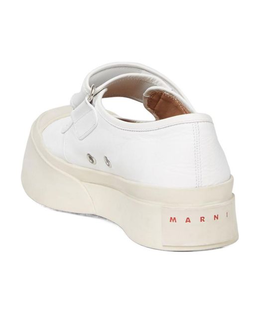 Marni White Pablo Touch Strap Low Top Sneakers