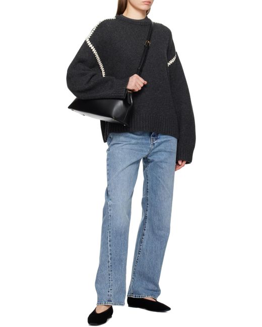 Totême Black Totême Long Sleeved Crewneck Knitted Sweater