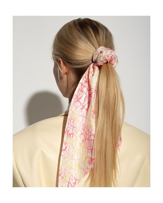 Lanvin Pink Logo-Pattern Scrunchie
