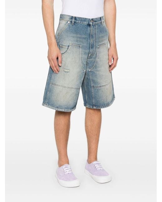 Moschino Blue Faded Denim Shorts for men