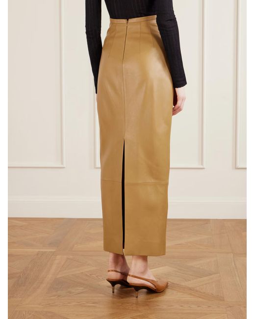 Khaite Natural Winton Patchwork Leather Midi Skirt