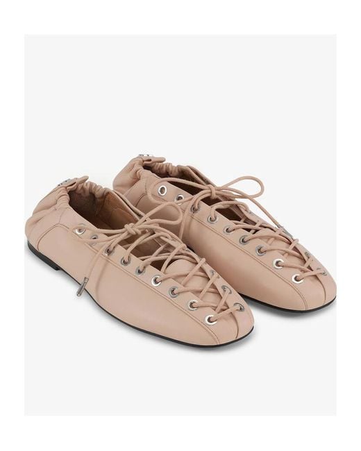 Ganni Pink Lace-Up Ballerinas