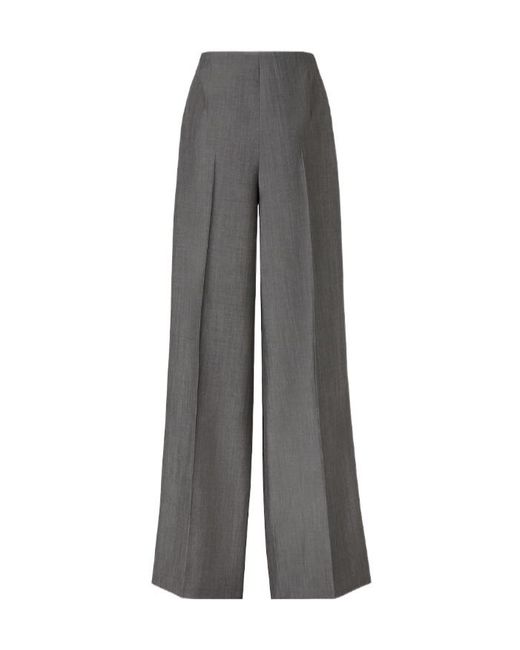 Fendi Gray Wide-Leg Pleated Trousers