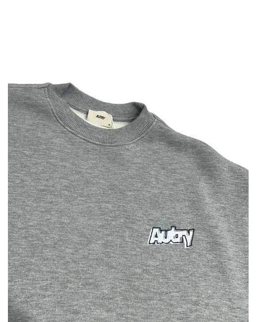 Autry Gray Logo Printed Crewneck Sweatshirt for men