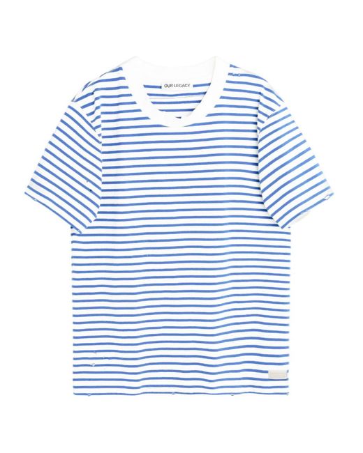 Our Legacy White Striped T-Shirt for men
