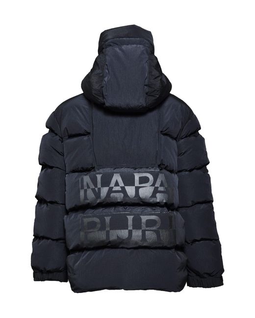 Napapijri Blue Logo Patch Hooded Padded Jacket for men