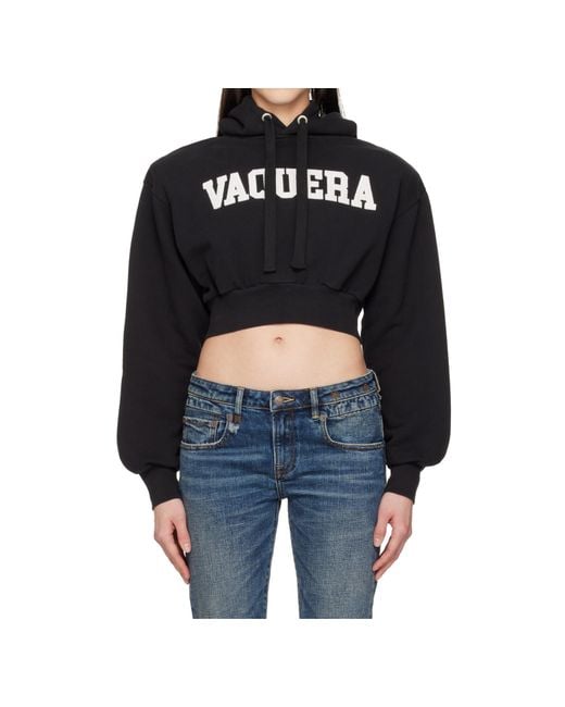 VAQUERA Black Cropped Logo Hoodie