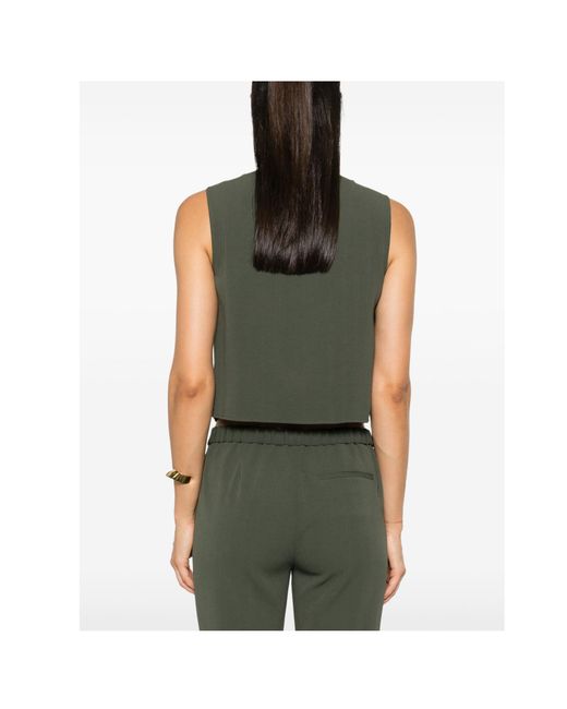 Theory Green Striped Crepe Vest