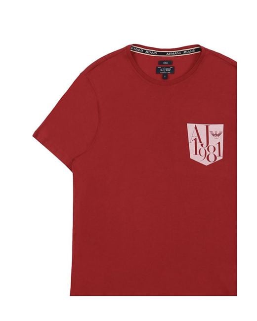 Armani Jeans Red Logo Details T-Shirt for men