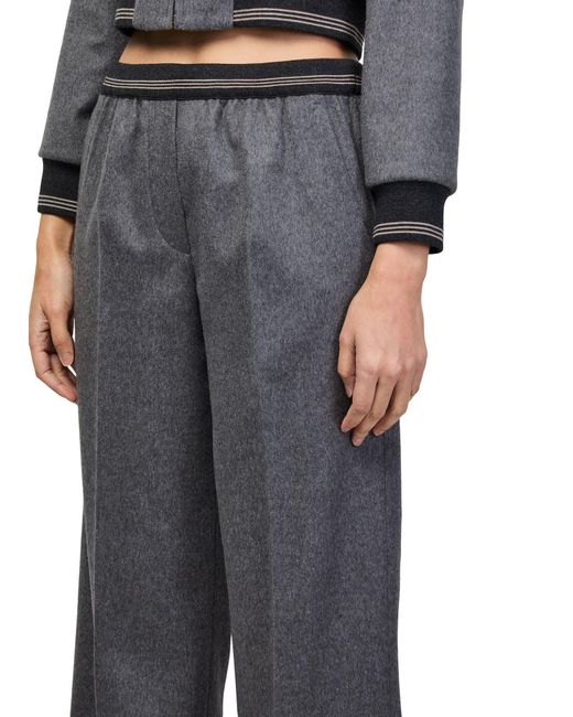 Miu Miu Gray Wool Pants With Drawstring
