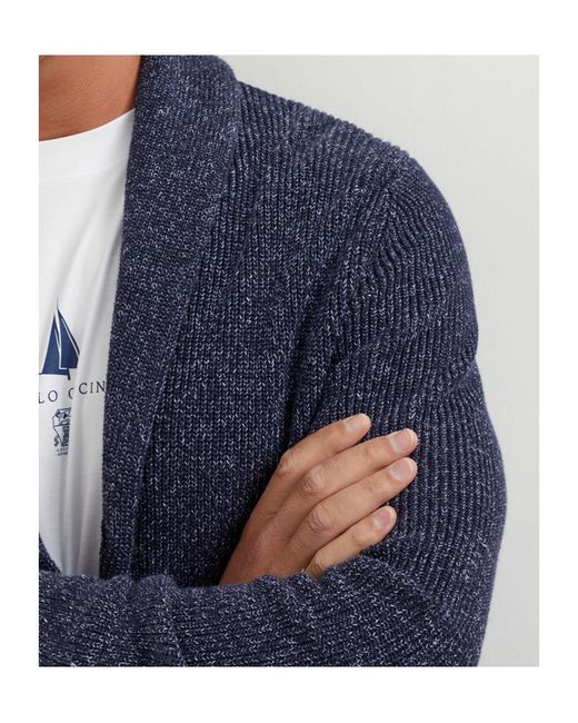 Brunello Cucinelli Blue Long Sleeved Knitted Cardigan for men