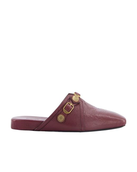 Balenciaga Brown Cargole Stud Embellished Slippers
