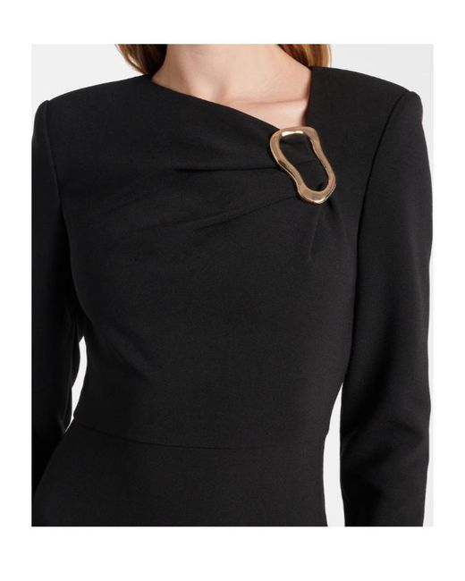 Roland Mouret Black Asymmetric Crepe Midi Dress