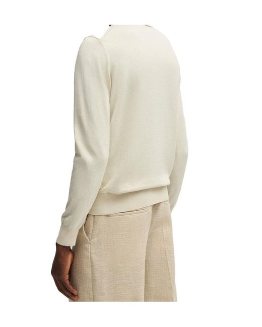Boss White Long-Sleeve Organic Cotton Polo Shirt for men