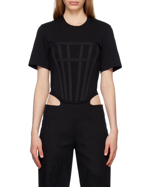 Dion Lee Black Corset Organic Cotton T-Shirt for men
