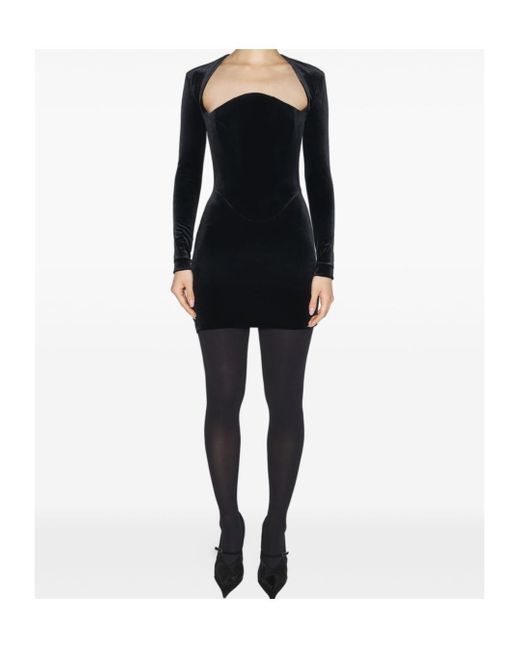Mugler Black Long-Sleeve Mini Dress