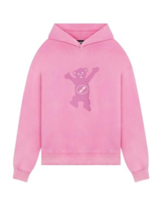 we11done Pink Logo Print Cotton Hoodie for men