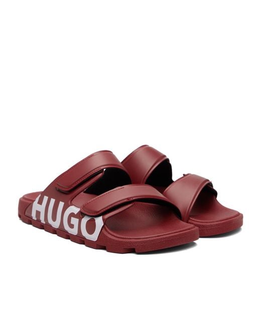 Boss Multicolor Double Buckle Logo Slippers for men