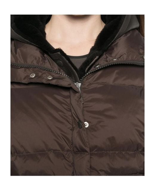 Yves Salomon Brown Quilted Hooded Jacket