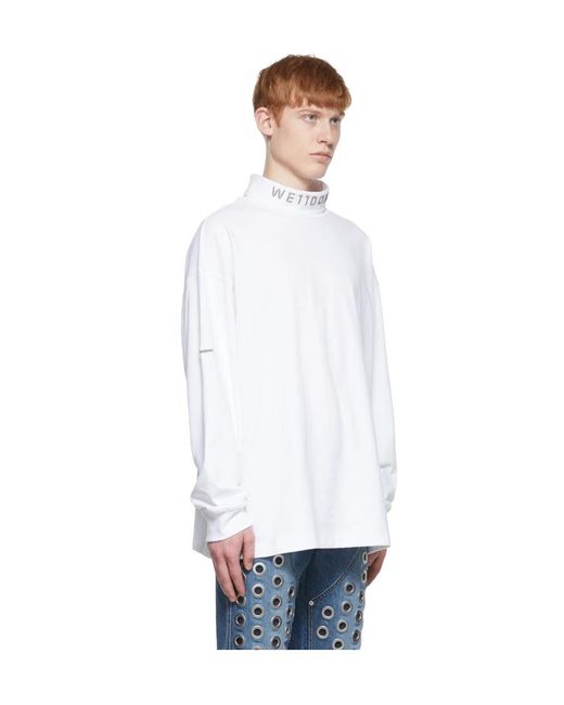 we11done White Logo Details Long-Sleeved T-Shirt for men