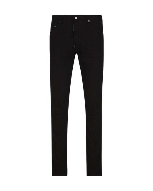 DSquared² Black Rear Logo-Print Skinny Jeans for men