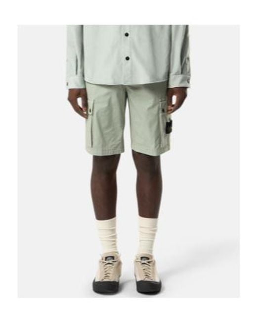 Stone Island Green Logo Patch Cargo Shorts for men