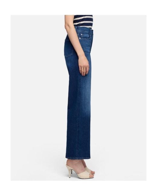 7 For All Mankind Blue High-Rise Wide-Leg Jeans