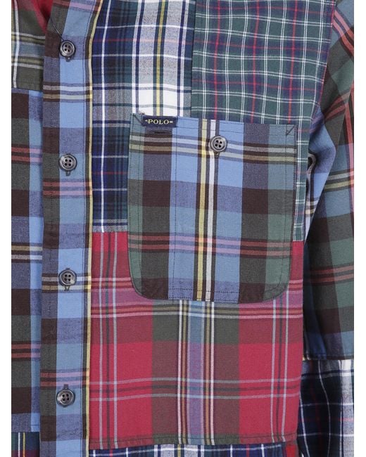 Polo Ralph Lauren Blue Acne Studios Classic Fit Patchwork Plaid Oxford Shirt for men
