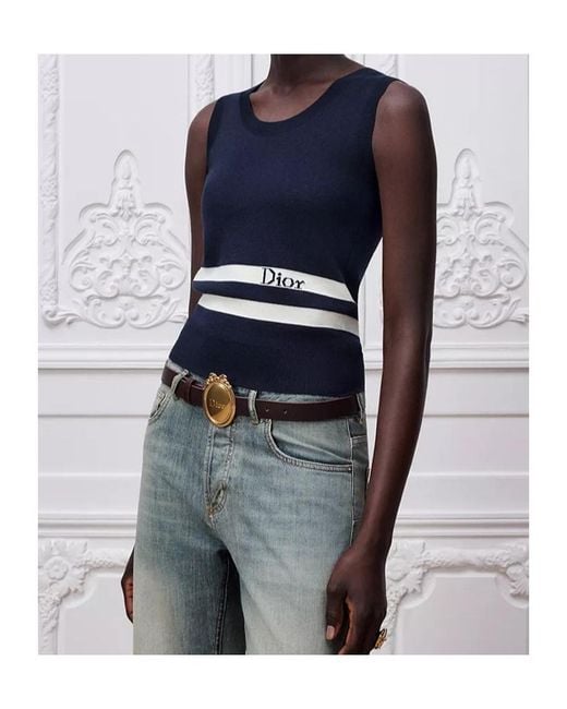 Dior Blue Marinière Fitted Sweater Vest