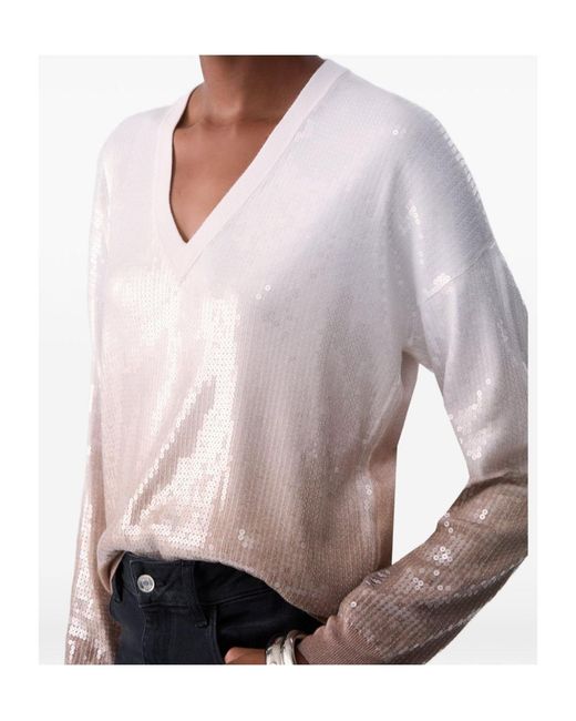 Liu Jo Gray Dégradé Sweater With Sequins