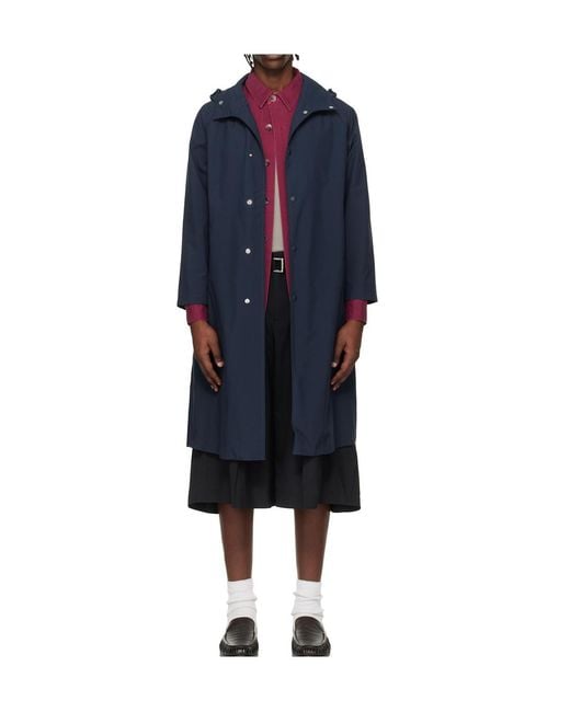 Nanamica Blue 2L Nylon Gore-Tex Hooded Windbreaker for men