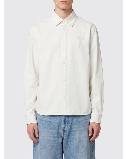AMI White Logo-Patch Overshirt for men