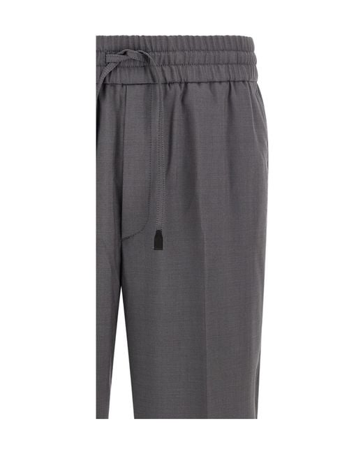 Brioni Gray Drawstring Casual Pants for men