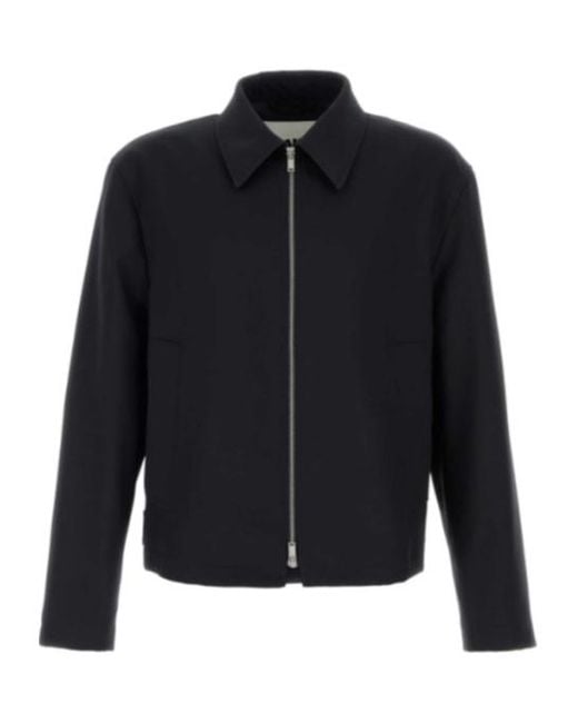 Jil Sander Blue Long Sleeve Zip-Up Jacket for men